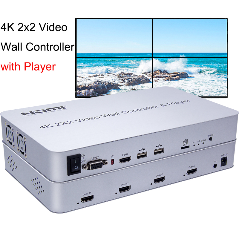 4K 2X2 HDMI   Ʈѷ μ 4 TV  ö   ũ  ö  ڽ Suport USB U ũ ÷̾ KVM 콺 Ű